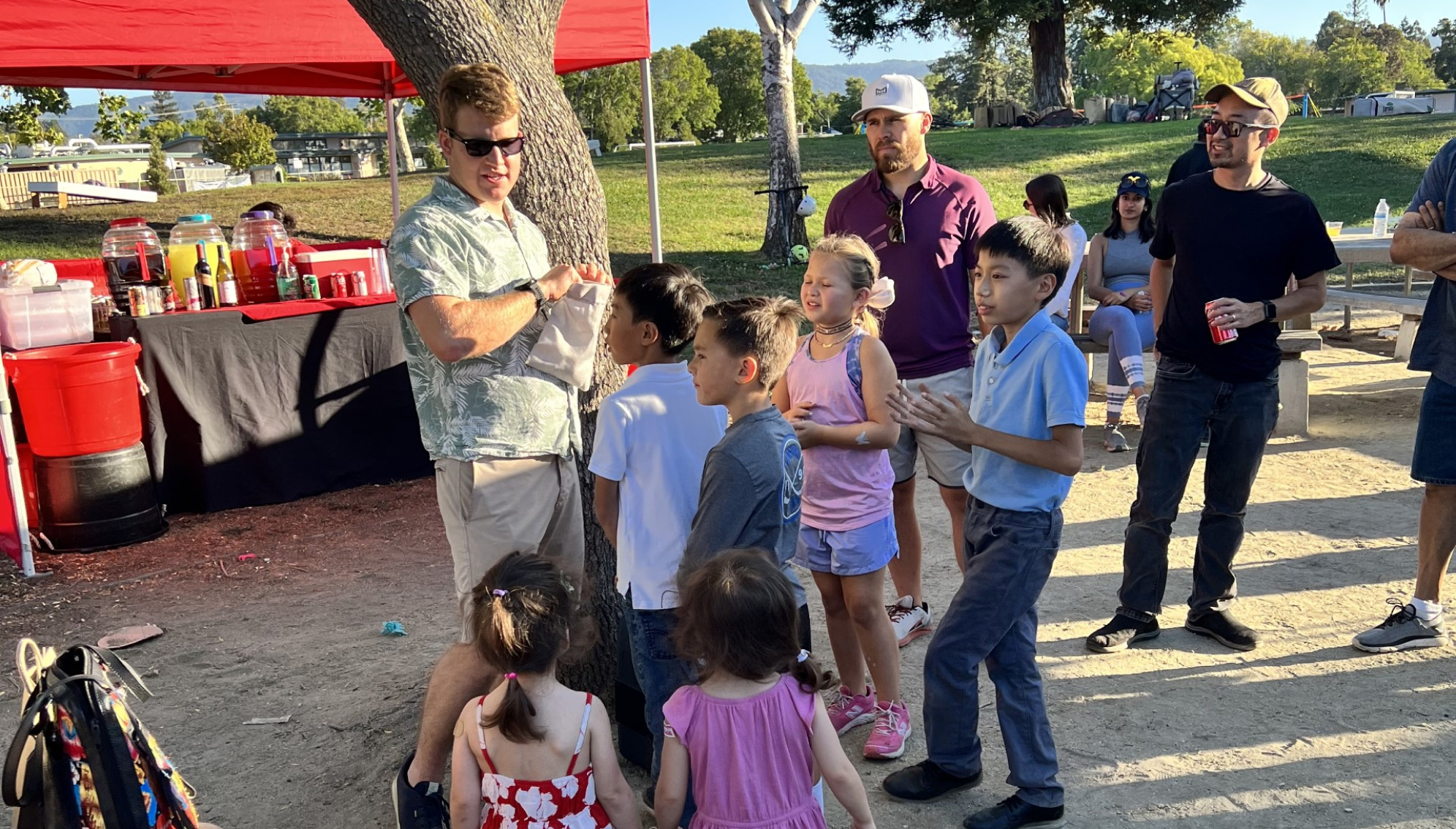 Families at an outdoor picnic